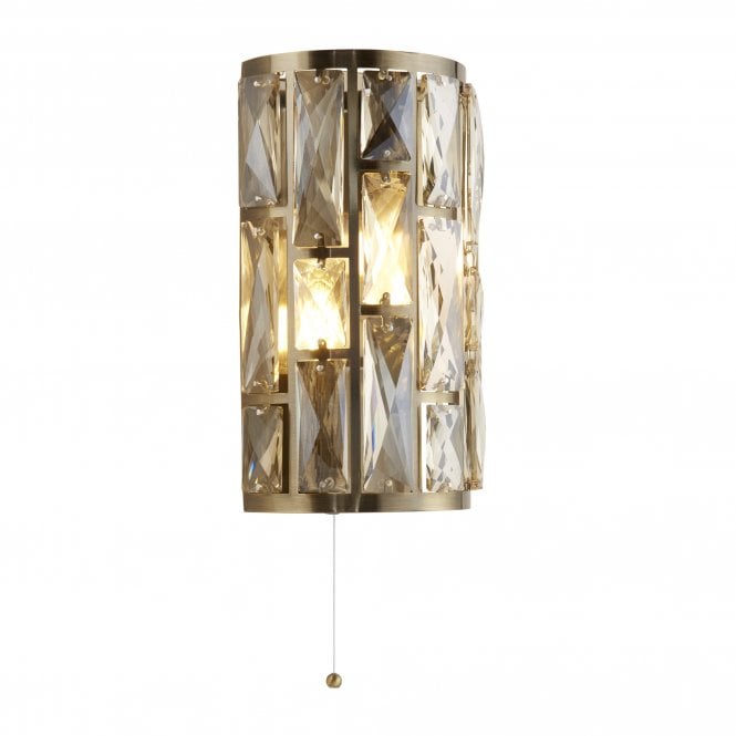 Searchlight Lighting Searchlight Lighting Bijou 2 Light Wall Light - Antique Brass & Champagne Glass