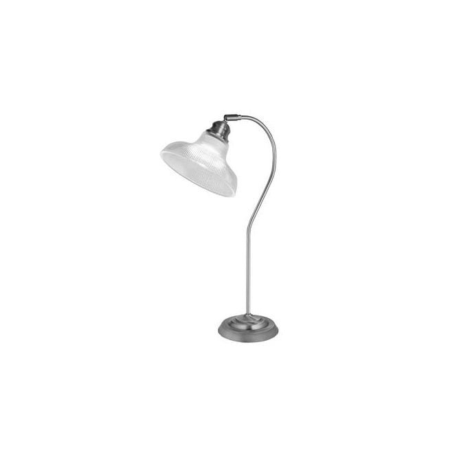 Searchlight Lighting Searchlight Lighting Bistro III Table Lamp - Satin Silver & Holophane Style Glass