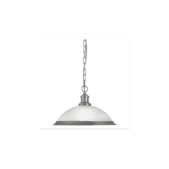 Searchlight Lighting Searchlight Lighting Bistro Single Pendant - Satin Silver & Marble Glass