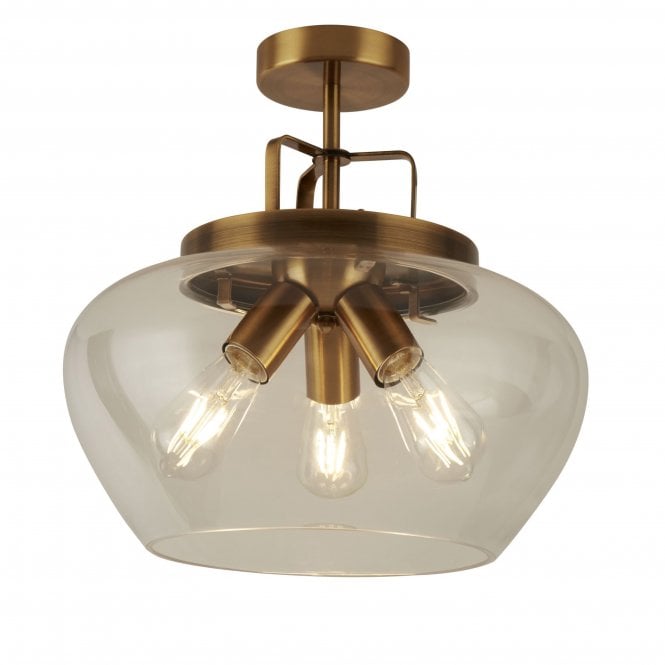 Searchlight Lighting Searchlight Lighting Boule 3 Light Semi-Flush Ceiling Light - Bronze & Clear Glass