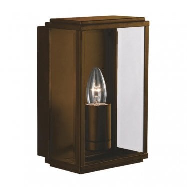 Box Outdoor Wall Light - Rustic Brown & Glass