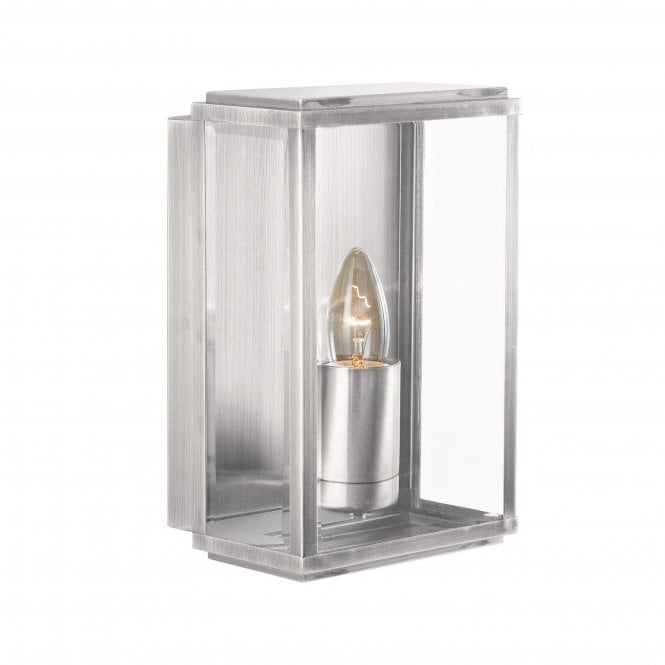 Searchlight Lighting Searchlight Lighting Box Outdoor Wall & Porch Light - Satin Silver & Glass