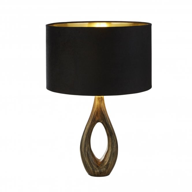 Searchlight Lighting Searchlight Lighting Bucklow Table Lamp - Antique Brass & Black Velvet Shade