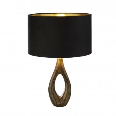 Bucklow Table Lamp - Antique Brass & Black Velvet Shade