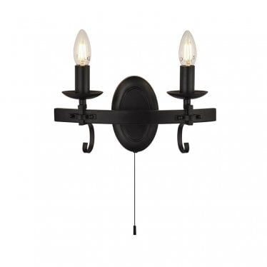 Cartwheel III 2 Light Wall Light - Black Wrought Iron