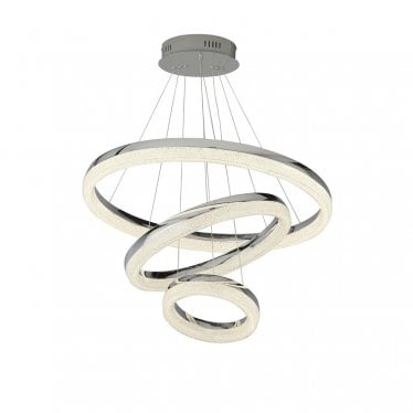 Circle 3 Light LED Ceiling Pendant - Chrome & Crushed Ice