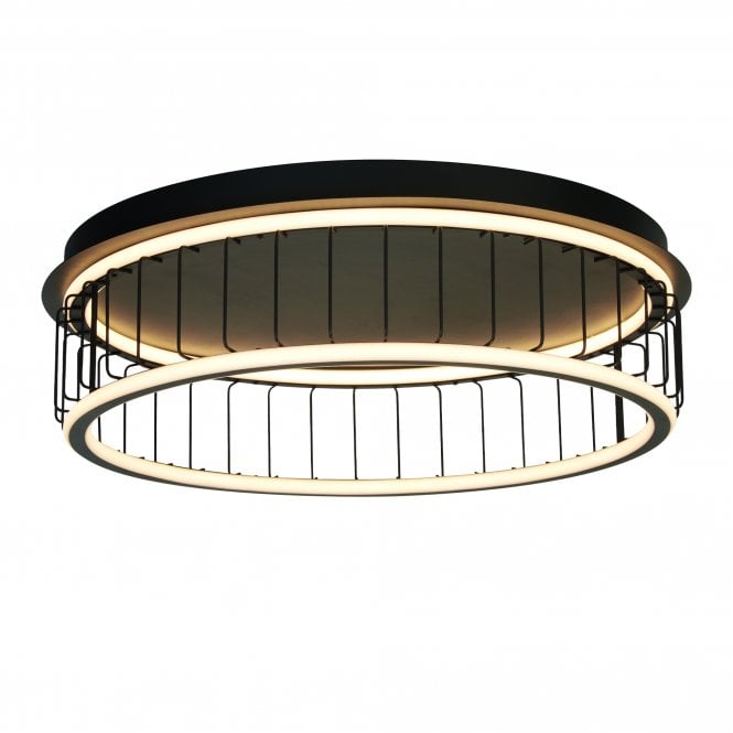 Searchlight Lighting Searchlight Lighting Circolo Cage LED Flush Ceiling Light - Large - Black Metal