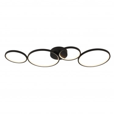 Cirque 4 Light LED Ring Flush Ceiling Light - Matt Black