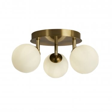 Crosby 3 Light Semi-Flush - Gold & Opal Glass