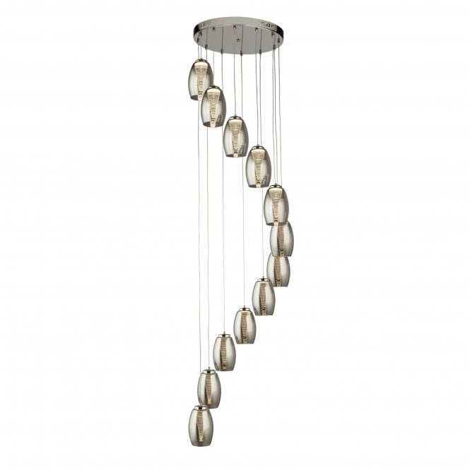 Searchlight Lighting Searchlight Lighting Cyclone 12 Light Ceiling Pendant - Chrome & Smoked Glass