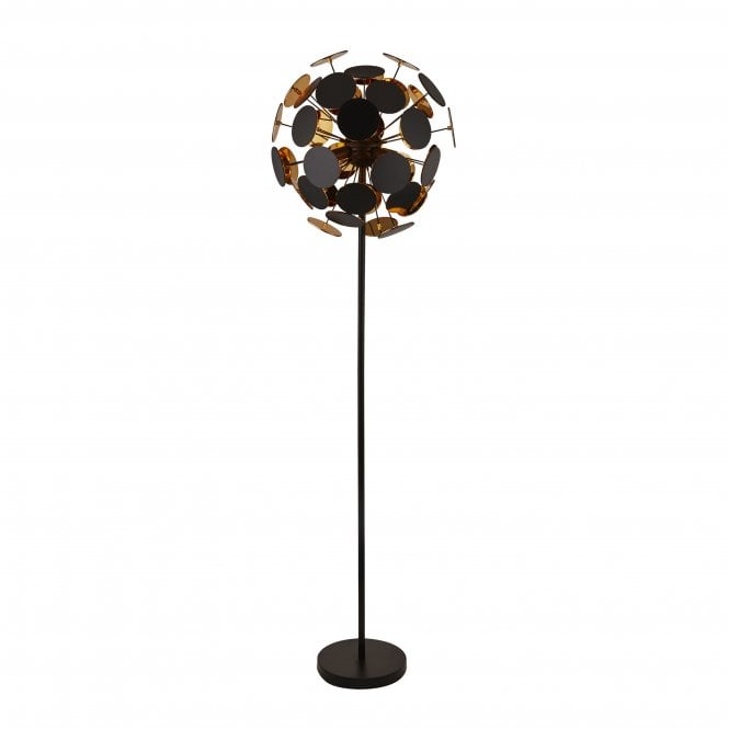 Searchlight Lighting Searchlight Lighting Discus 4 Light Floor Lamp - Matt Black & Gold