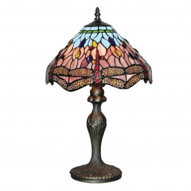 Dragonfly - Single Table Lamp, Antique Brass, Tiffany Glass