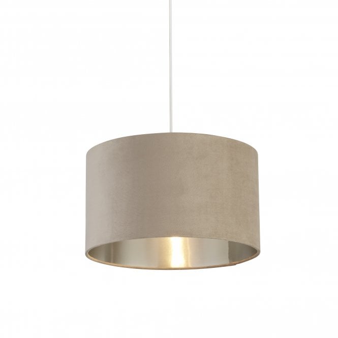 Searchlight Lighting Searchlight Lighting Drum Shade - 38cm - Taupe Velvet with Silver Inner - Shade Only