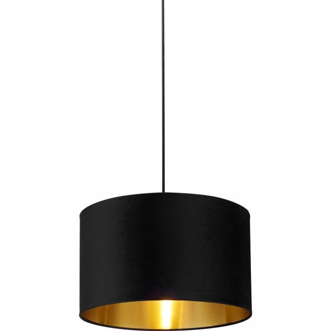 Searchlight Lighting Searchlight Lighting Drum Shade - 40cm - Black Velvet with Gold Inner - Shade Only