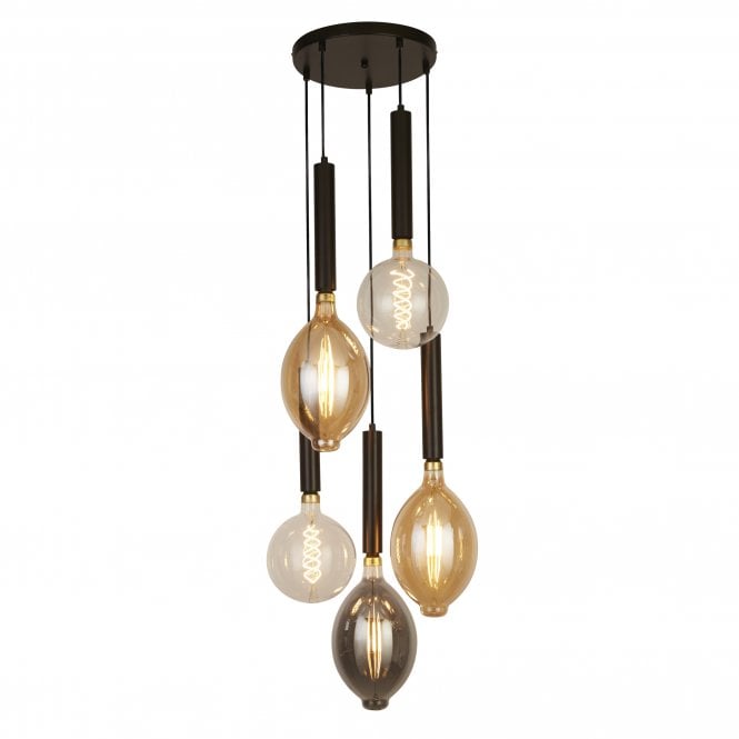 Searchlight Lighting Searchlight Lighting Dulwich 5 Light Multi Drop Ceiling Pendant - Black