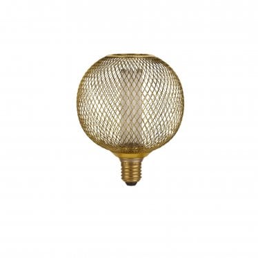 E27 LED 3.5W Wire Mesh Effect Globe Lamp - 1800K - Dimmable - Gold Metal