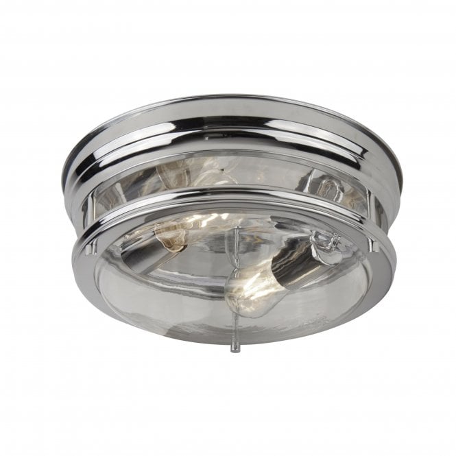 Searchlight Lighting Searchlight Lighting Edinburgh 2 Light Flush Fitting Chrome With Clear Glass IP44