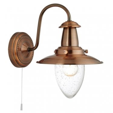 Fisherman II Wall Light - Copper & Clear Seeded Glass