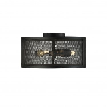 Fishnet 3 Light Drum Flush Fitting Matt Black