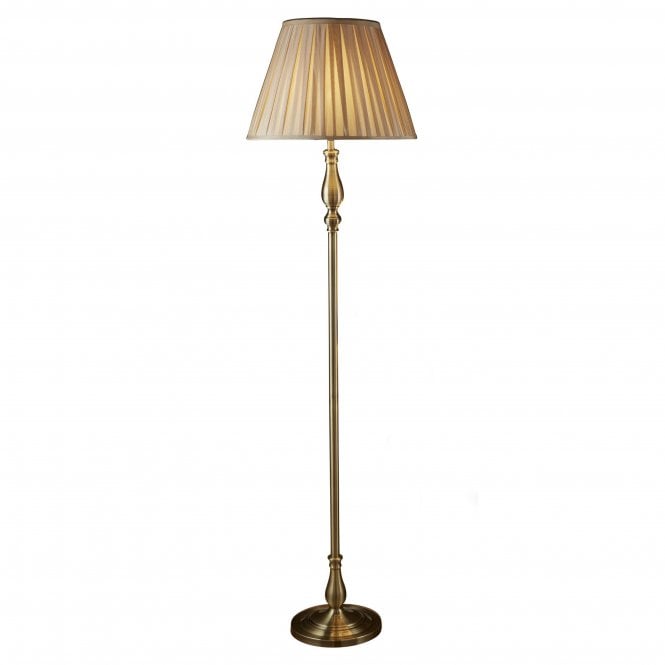 Searchlight Lighting Searchlight Lighting Flemish Floor Lamp, Antique Brass, Mink Pleated Shade