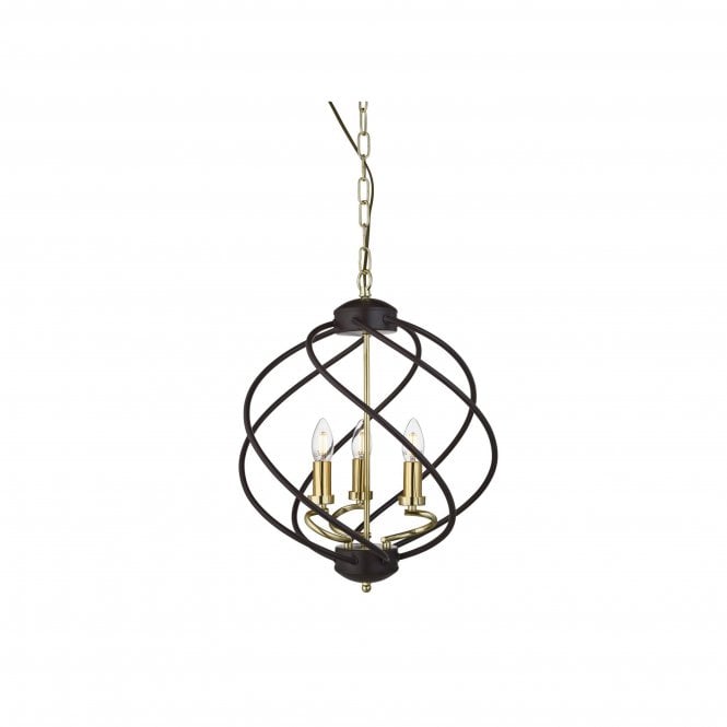 Searchlight Lighting Searchlight Lighting Flow 3 Light Pendant, Black/Gold