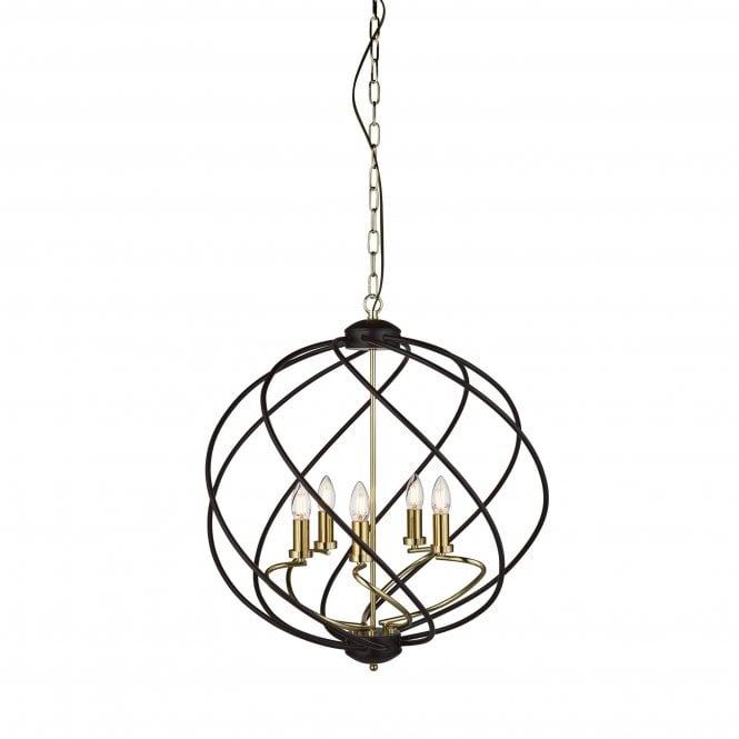 Searchlight Lighting Searchlight Lighting Flow 5 Light Pendant, Black/Gold