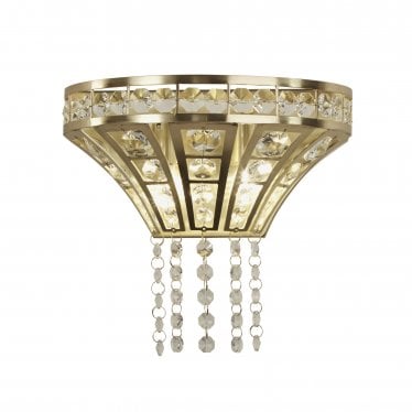 Gemma 2 Light Wall Light - Satin Brass & Clear Crystal