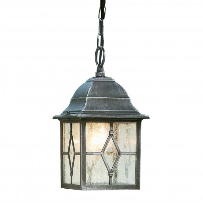 Searchlight Lighting Searchlight Lighting Genoa Outdoor Pendant - Black Silver & Leaded Glass