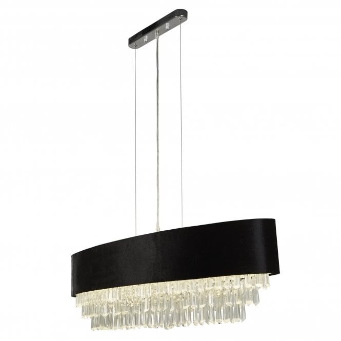 Searchlight Lighting Searchlight Lighting Glamour 8 Light Oval Pendant - Black Velvet & Clear Crystal