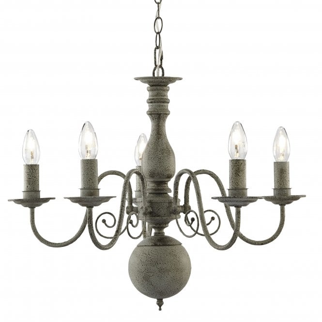 Searchlight Lighting Searchlight Lighting Greythorne Steel 5 Light Fitting With Textured Grey Finish