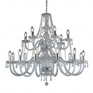 Hale 18 Light Chandelier - Chrome & Clear Crystal