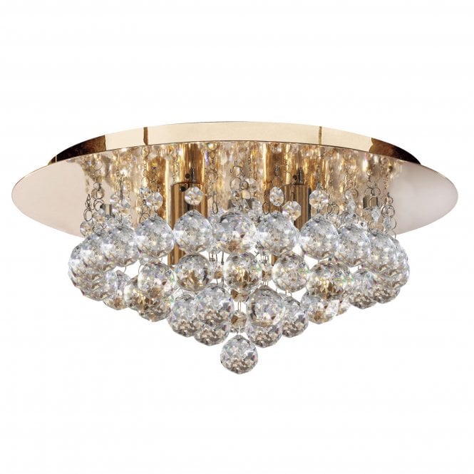 Searchlight Lighting Searchlight Lighting Hanna Gold 4 Light Semi-Flush Fitting With Clear Crystal Balls Fitting