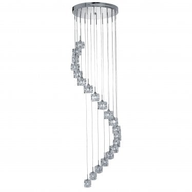 Ice Cube LED - 20 Light Multi - Drop (Height 3M), Clear Glass, Chrome