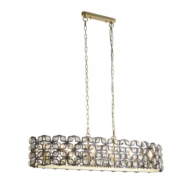 Searchlight Lighting Searchlight Lighting Iris 6 Light Pendant - Black, Crystal & Brass