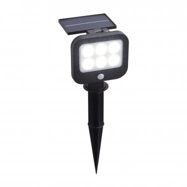 Leacroft Solar Outdoor Spike with PIR - Black & White Polycarbonate