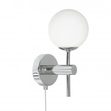 LED Globe IP44 Chrome Wall Light With Opal Glass Shades