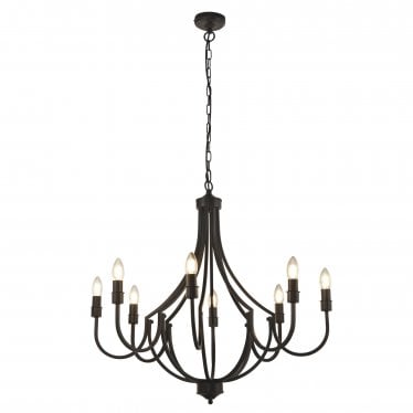 Lodge 8 Light Pendant - Black