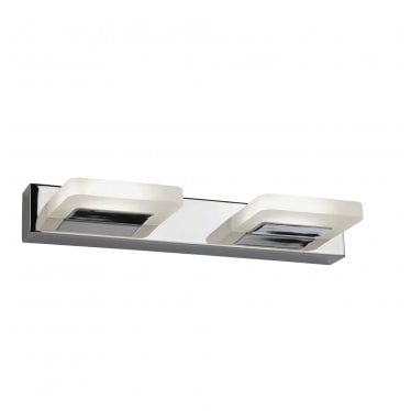 Luna 2 Light LED Wall Light - Chrome & Frosted Glass