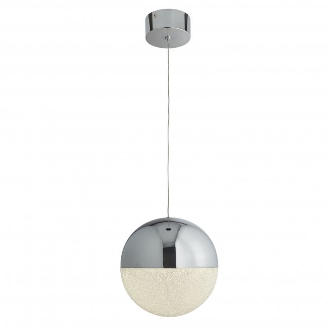 Searchlight Lighting Searchlight Lighting Marbles Single LED Globe Pendant, Crushed Ice Effect Shade, Chrome