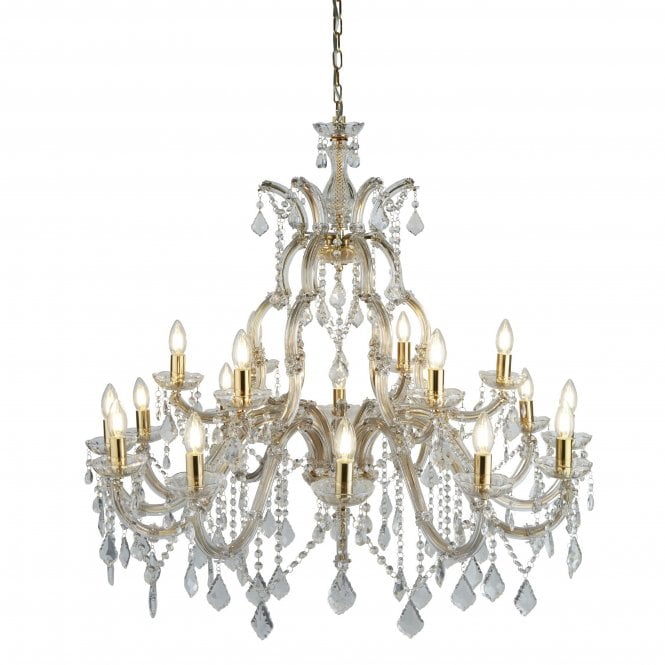 Searchlight Lighting Searchlight Lighting Marie Therese 18 Light Chandelier - Polished Brass & Clear Crystal