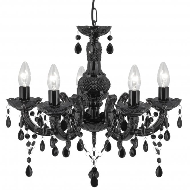 Searchlight Lighting Searchlight Lighting Marie Therese 5 Light Chandelier - Black Glass & Acrylic