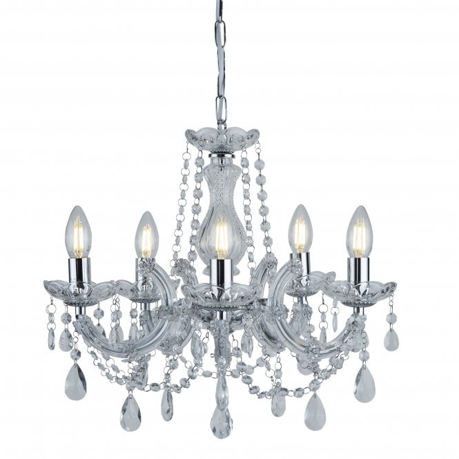 Searchlight Lighting Searchlight Lighting Marie Therese 5 Light Chandelier - Chrome & Clear Acrylic