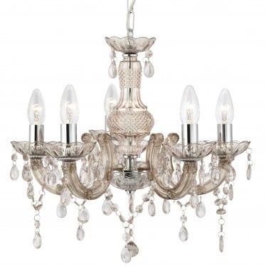 Marie Therese 5 Light Chandelier - Mink Glass & Acrylic