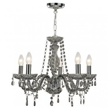 Marie Therese 5 Light Pendant - Smoked Grey Glass