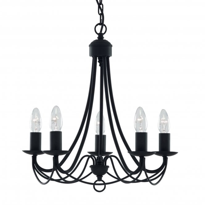 Searchlight Lighting Searchlight Lighting Maypole Matt Black 5 Light Multi-arm Fitting, Birdcage Design