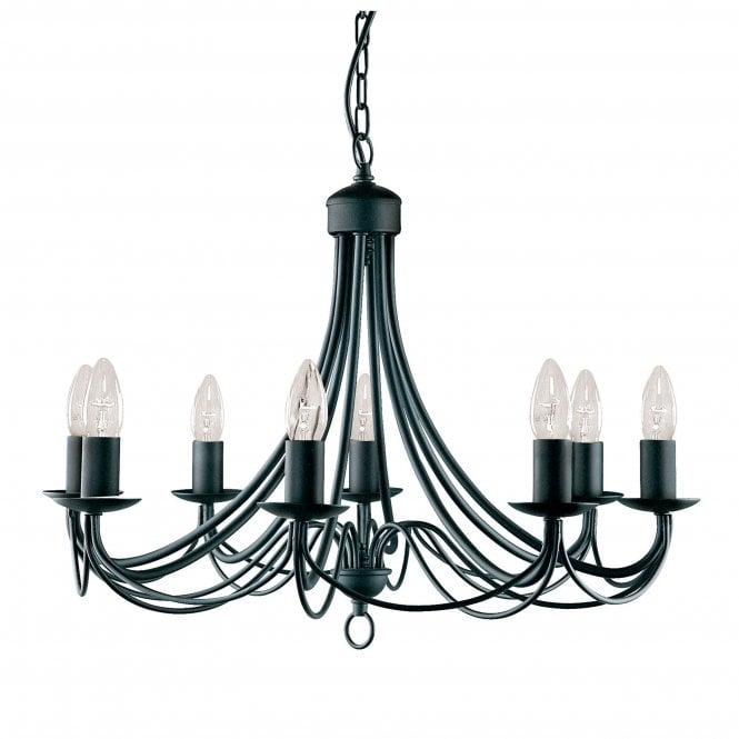 Searchlight Lighting Searchlight Lighting Maypole Matt Black 8 Light Multi-arm Fitting, Birdcage Design