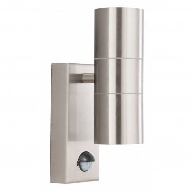 Metro 2 Light Outdoor Wall Light with Sensor - Stainless Steel & Glass