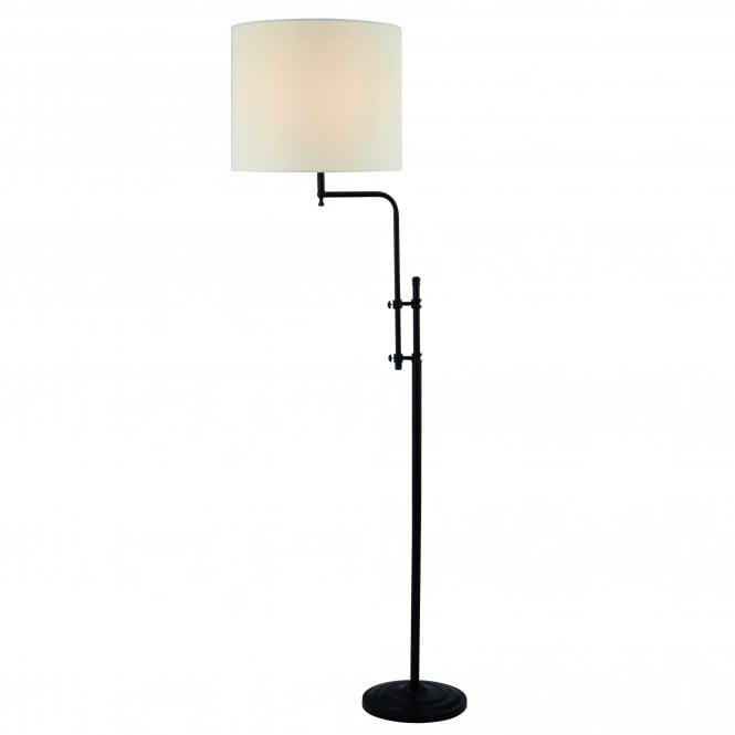 Searchlight Lighting Searchlight Lighting Munich Adjustable Floor Lamp - Matt Black & Linen Shade