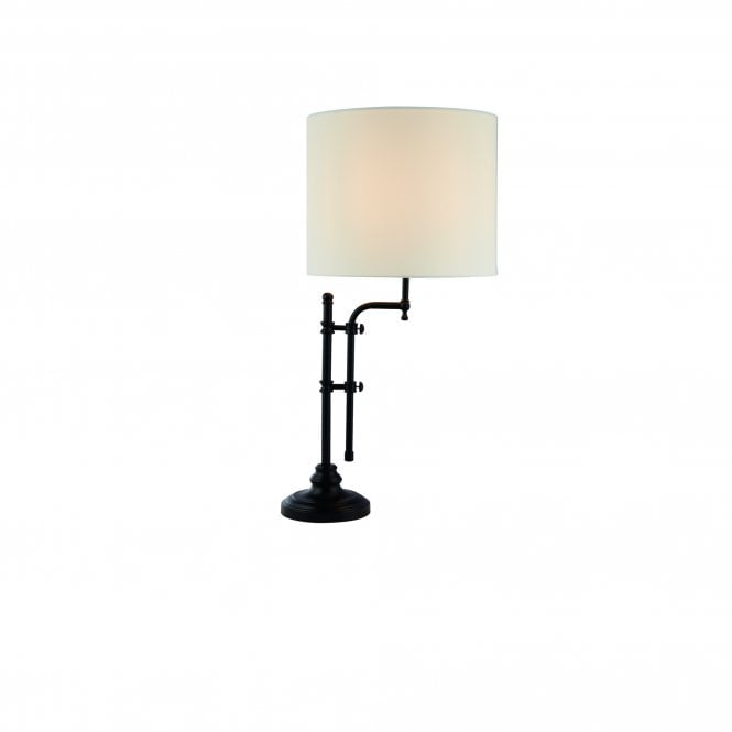 Searchlight Lighting Searchlight Lighting Munich Adjustable Table Lamp - Matt Black & Linen Shade