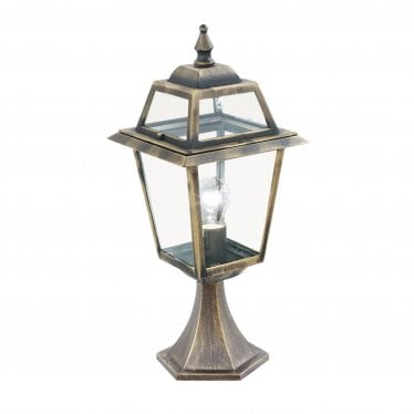 New Orleans Outdoor Post - Aluminium, Black Gold & Clear Glass - IP44